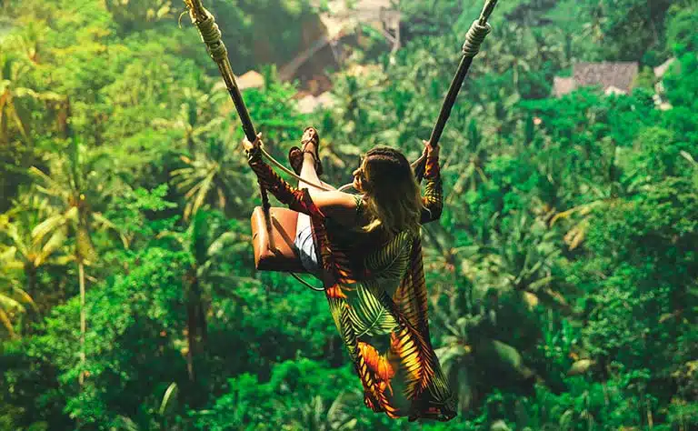 Bali swing overlooking the coast near Uluwatu