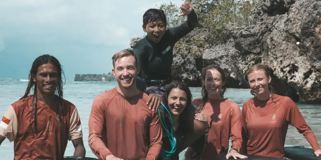 Happy CARI Surf Camp guests after learning to surf in Bali